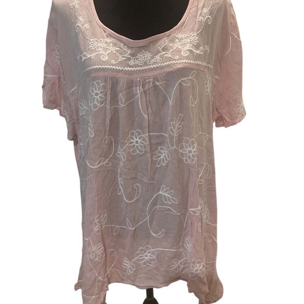Pink Embroidered Women's Top